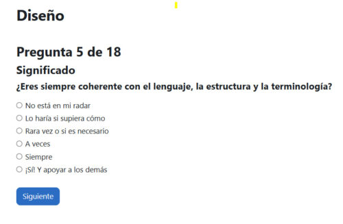 A screenshot of a sample question from the competency self assessment.